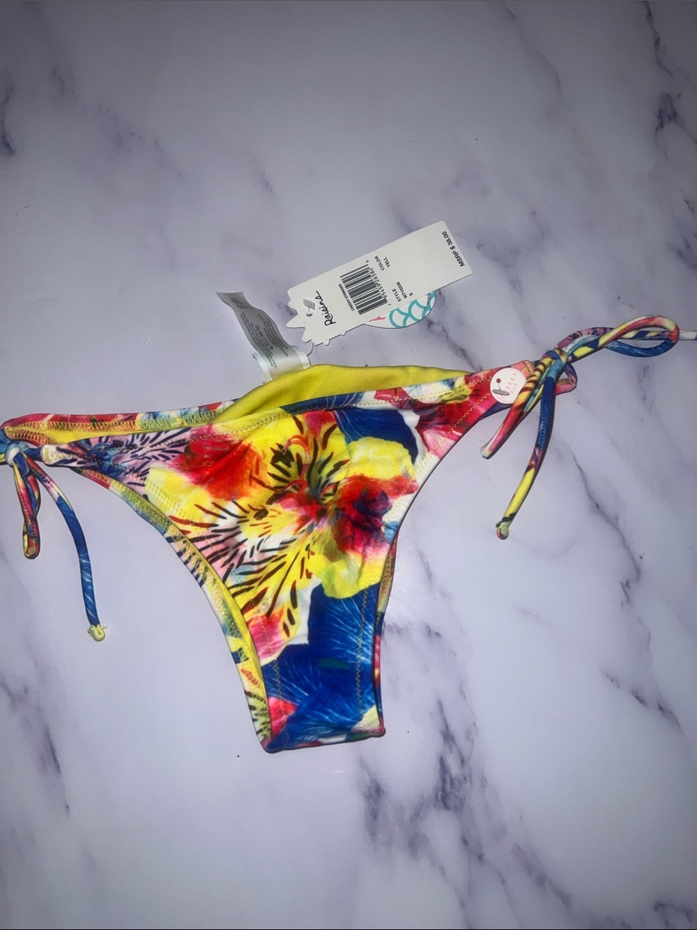 Raisin Tropical Floral Tie-Side string extra cheeky  Bottom Small or XS